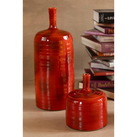Vase Bouteille en Céramique "Akane" 49cm Rouge - Image 3