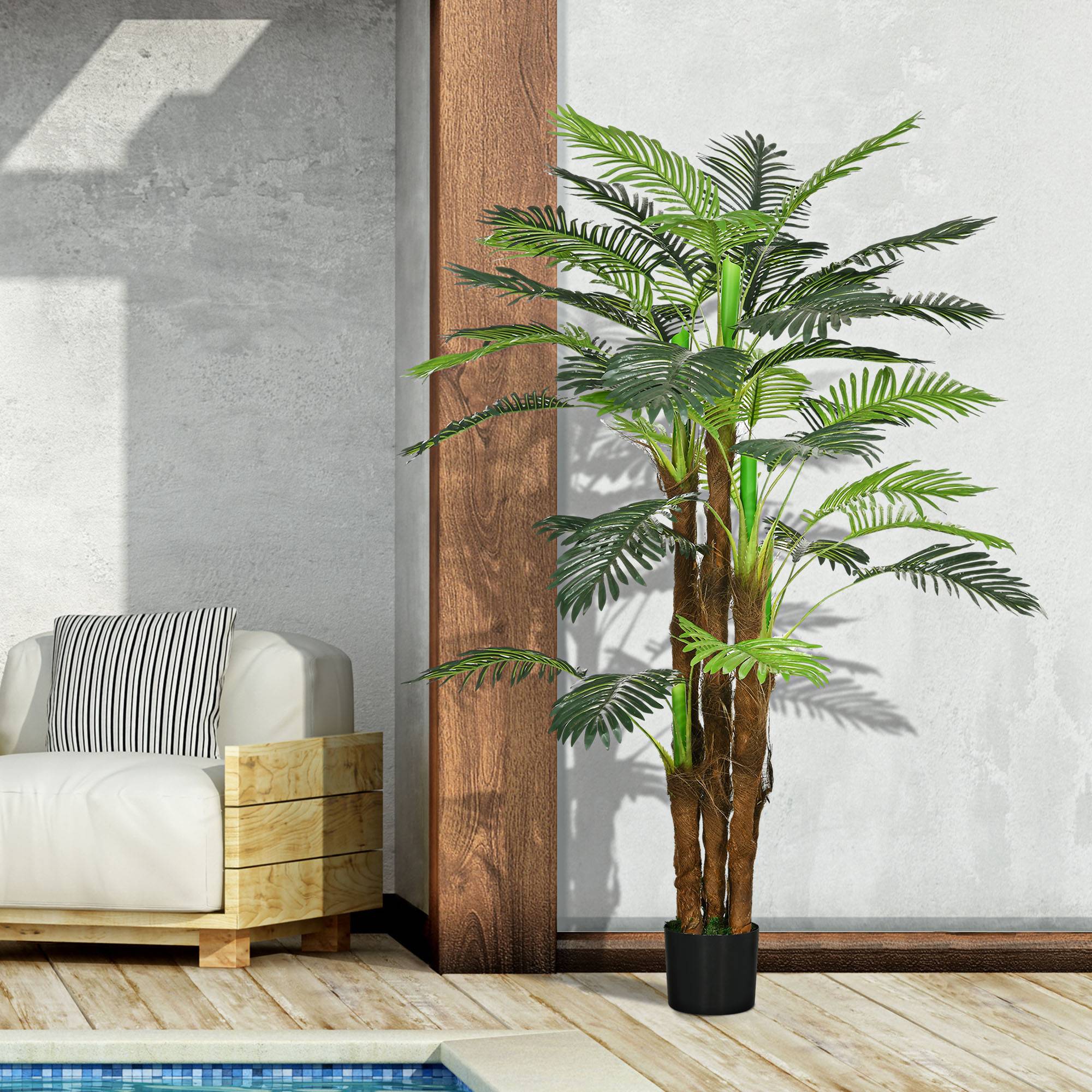 Grand Palmier Artificiel Plastique PE Décoration Intérieur Ambiance Exotique 160cm Vert - ComfortXL Outdoor Living - Image 6