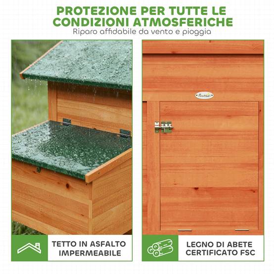 Poulailler bois sapin compact avec pondoir tiroir rampe extérieur 113.5x67.5x95.5cm - ComfortXL Outdoor Living - Image 9