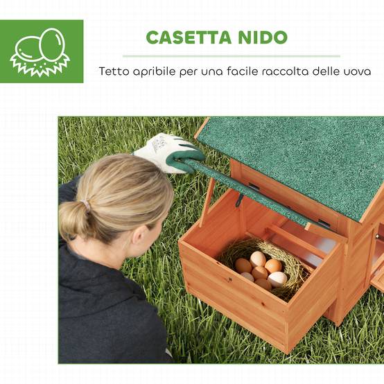 Poulailler bois sapin compact avec pondoir tiroir rampe extérieur 113.5x67.5x95.5cm - ComfortXL Outdoor Living - Image 8