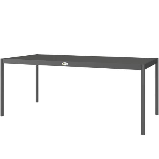 Table à manger de jardin acier, table de jardin 8 personnes plateau à lattes rectangulaire 186 x 90 x 74 cm gris foncé - Image 2