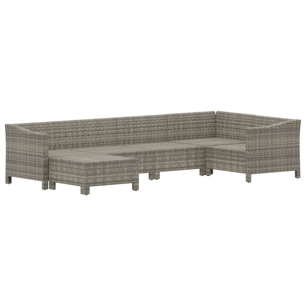 Salon de Jardin Modulable 5 Places avec Pouf en Résine Tressée Grise, Canapé d'Angle avec Accoudoirs et Coussins – ComfortXL Outdoor Living - Image 4