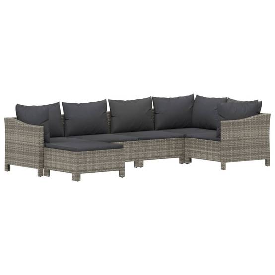 Salon de Jardin Modulable 5 Places avec Pouf en Résine Tressée Grise, Canapé d'Angle avec Accoudoirs et Coussins – ComfortXL Outdoor Living - Image 3