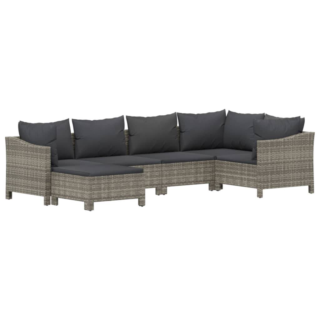 Salon de Jardin Modulable 5 Places avec Pouf en Résine Tressée Grise, Canapé d'Angle avec Accoudoirs et Coussins – ComfortXL Outdoor Living - Image 3