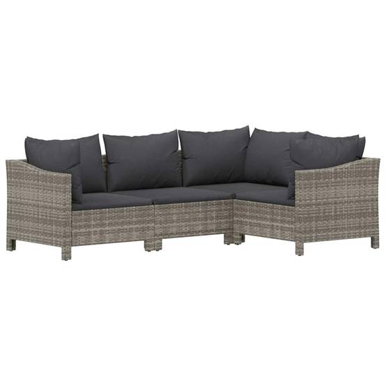 Salon de Jardin Modulable 5 Places avec Pouf en Résine Tressée Grise, Canapé d'Angle avec Accoudoirs et Coussins – ComfortXL Outdoor Living - Image 5