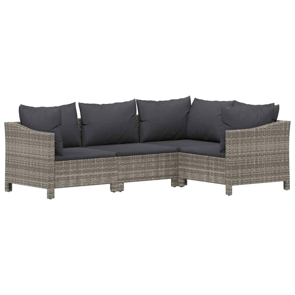 Salon de Jardin Modulable 5 Places avec Pouf en Résine Tressée Grise, Canapé d'Angle avec Accoudoirs et Coussins – ComfortXL Outdoor Living - Image 5