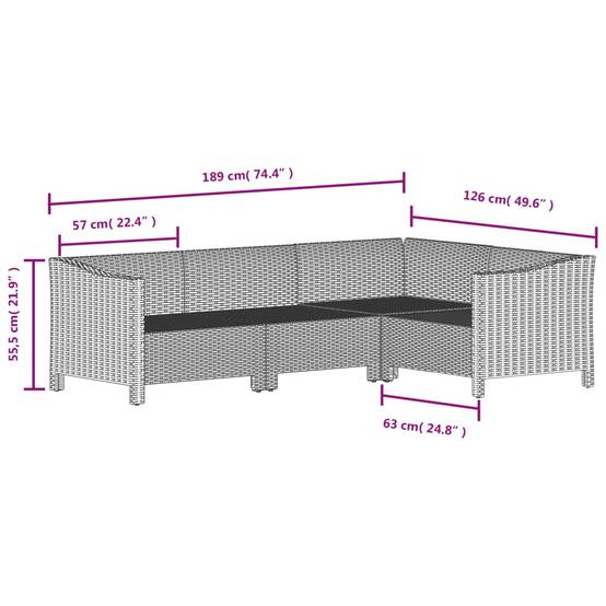 Salon de Jardin Modulable 5 Places avec Pouf en Résine Tressée Grise, Canapé d'Angle avec Accoudoirs et Coussins – ComfortXL Outdoor Living - Image 8