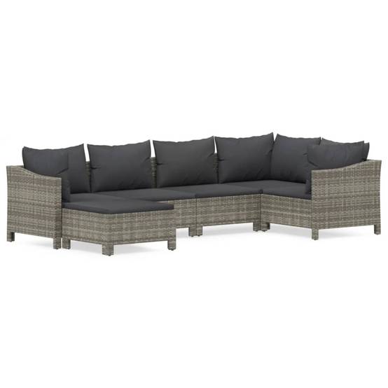 Salon de Jardin Modulable 5 Places avec Pouf en Résine Tressée Grise, Canapé d'Angle avec Accoudoirs et Coussins – ComfortXL Outdoor Living - Image 2