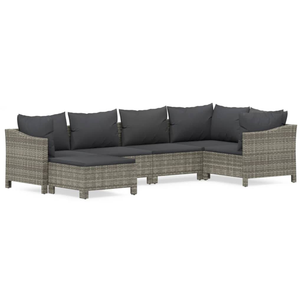 Salon de Jardin Modulable 5 Places avec Pouf en Résine Tressée Grise, Canapé d'Angle avec Accoudoirs et Coussins – ComfortXL Outdoor Living - Image 2