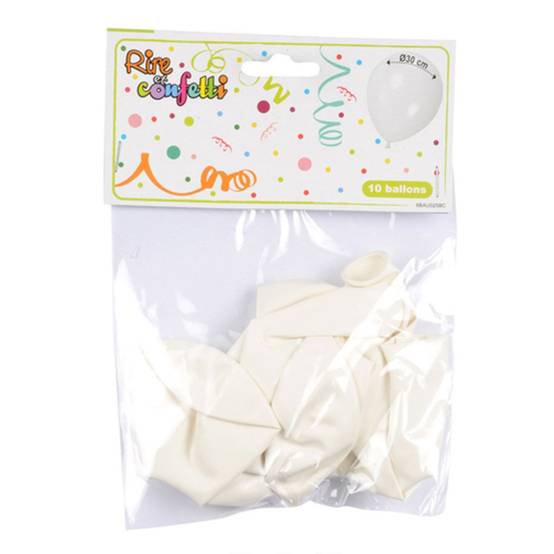 Lot de 10 Ballons en Latex "Gonflables" 30cm Blanc - Image 2