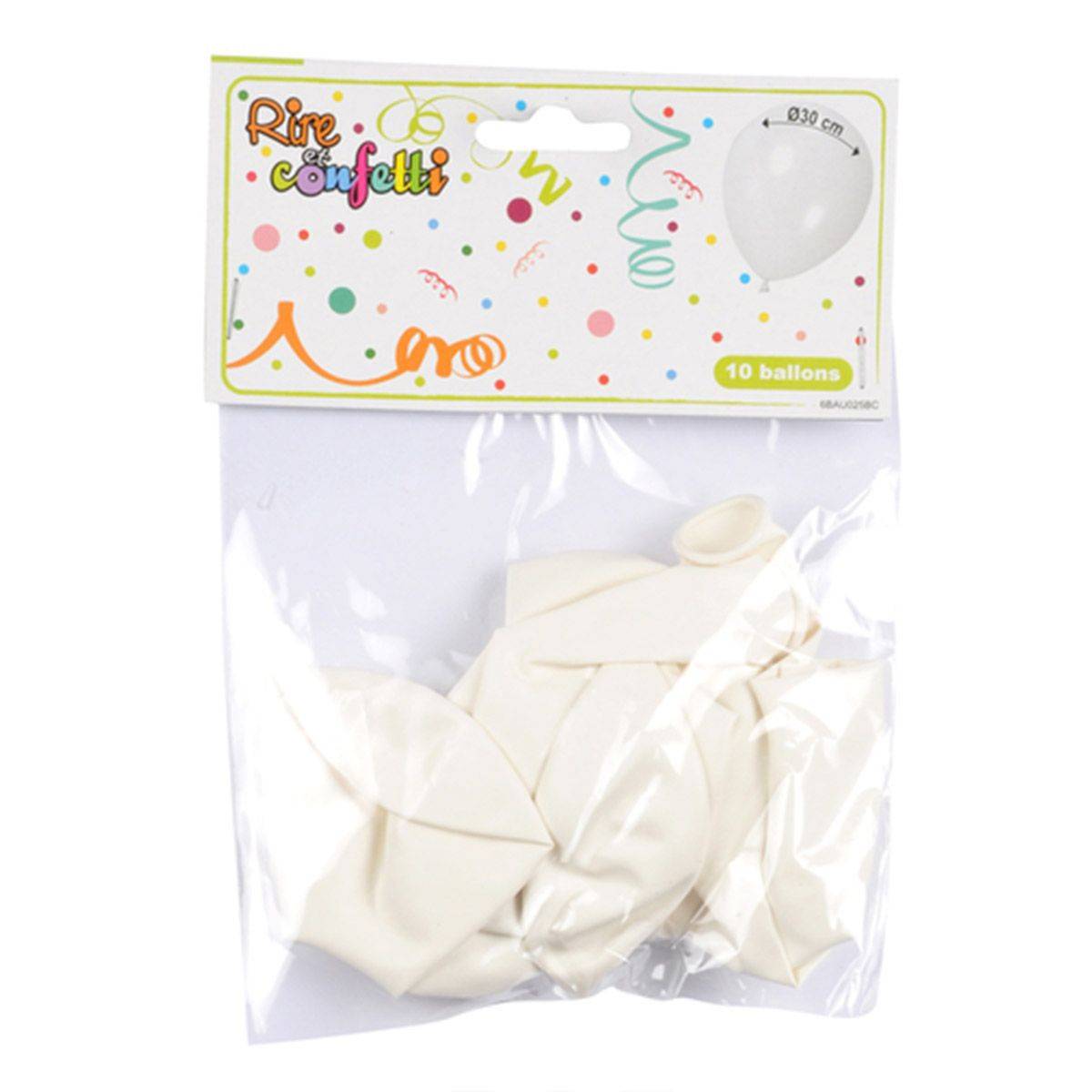 Lot de 10 Ballons en Latex "Gonflables" 30cm Blanc - Image 2