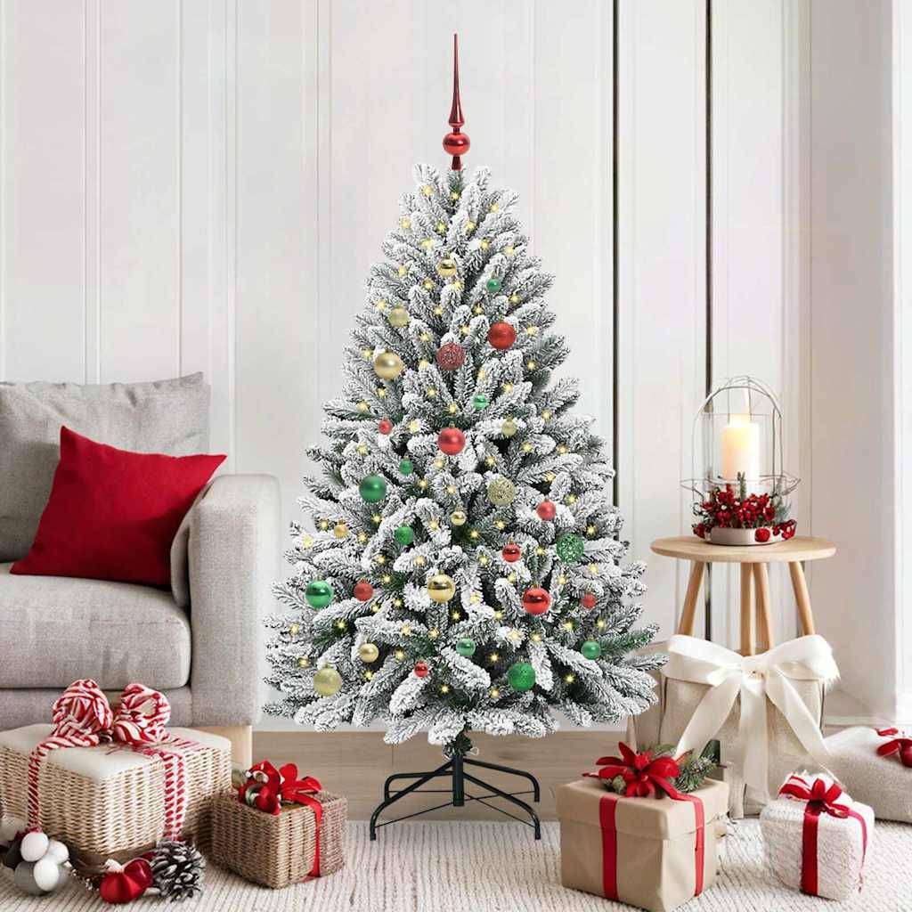 ComfortXL - Sapin de Noël Floqué Blanc 1,50 m, Prêt à décorer avec Guirlande LED et Boules – ComfortXL Outdoor Living - Image 1