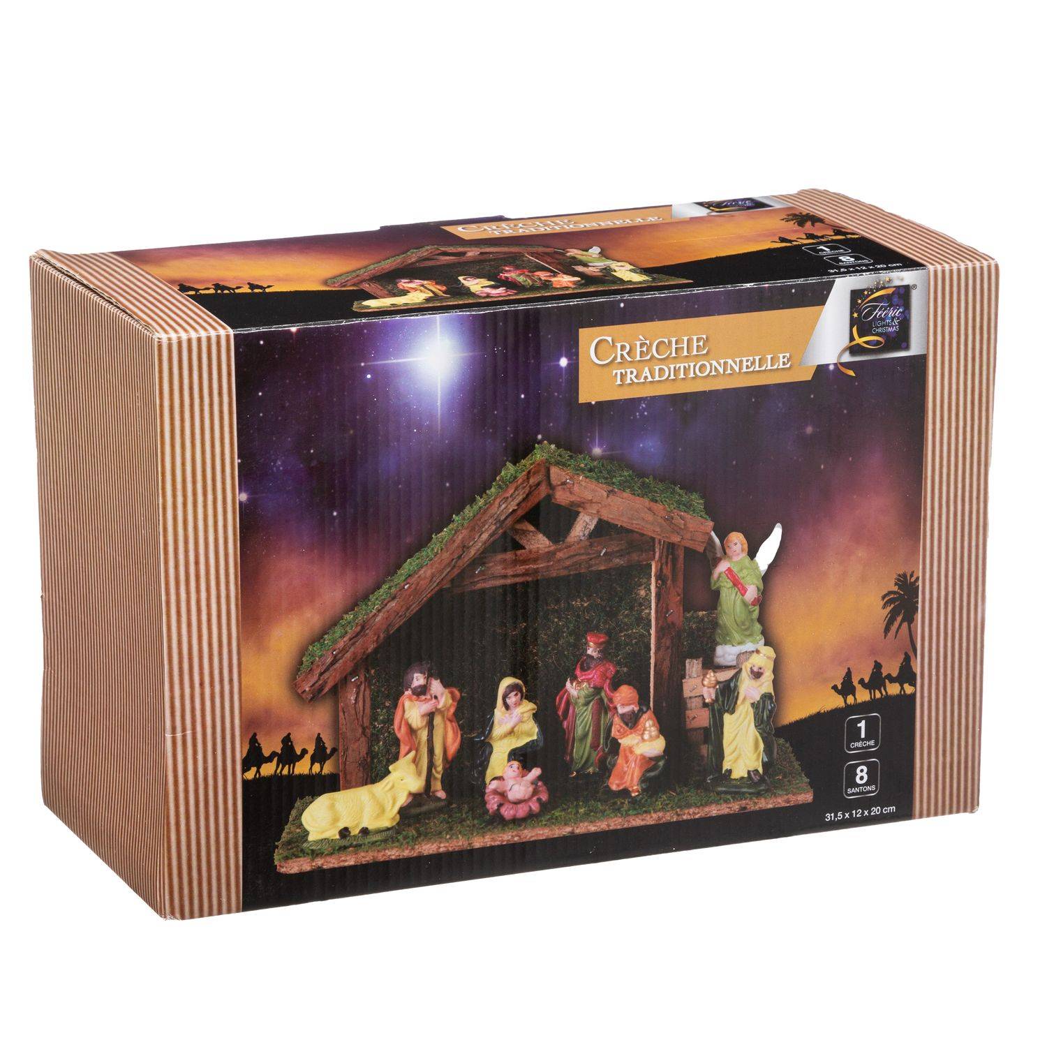 Fééric Lights & Christmas - Crèche de Noël en bois et ses 8 santons en porcelaine - Féérie Lights & Christmas - Imagen 2