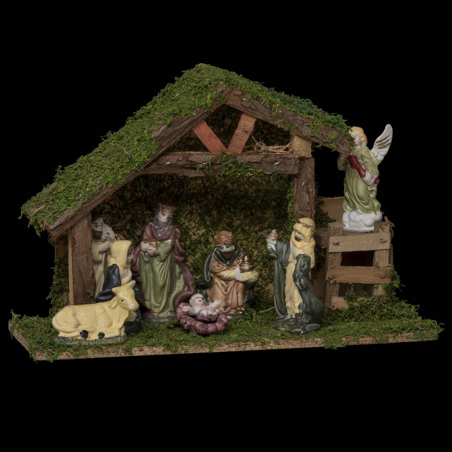 Fééric Lights & Christmas - Crèche de Noël en bois et ses 8 santons en porcelaine - Féérie Lights & Christmas - Imagen 3
