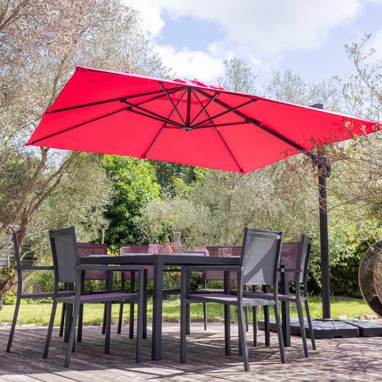 Parasol déporté MOLOKAI carré 3x3m fuchsia + housse - HAPPY GARDEN - Image 9