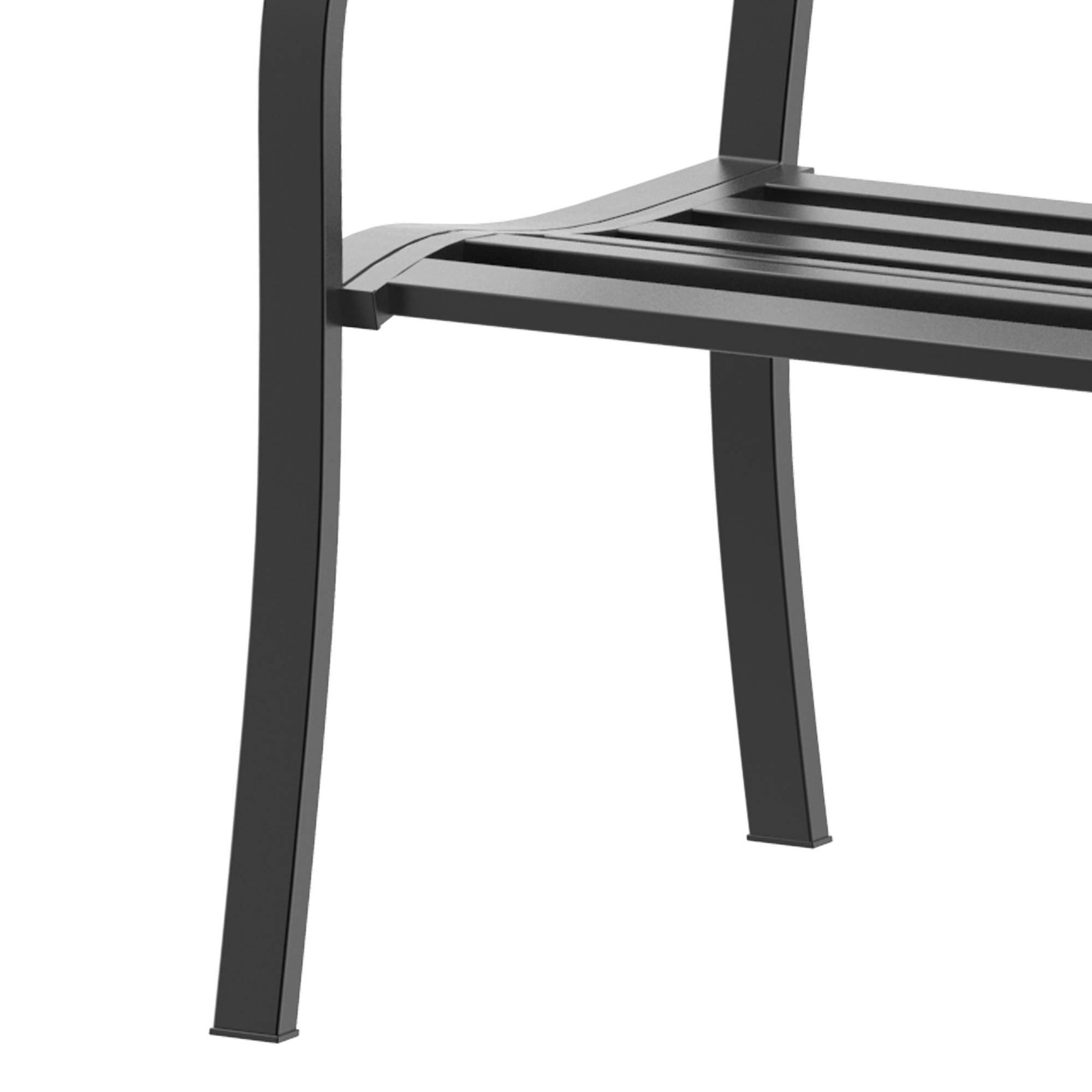 ComfortXL - Banc de jardin acier noir 127 x 60 x 87 cm terrasse extérieur 2 places robuste avec dossier ajouré design - Image 9