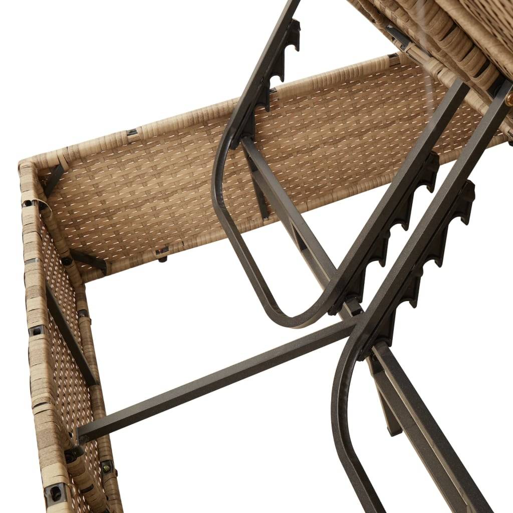 Vidaxl - Chaise longue double avec coussins et parasol beige poly rotin vidaXL 368085 - Image 4