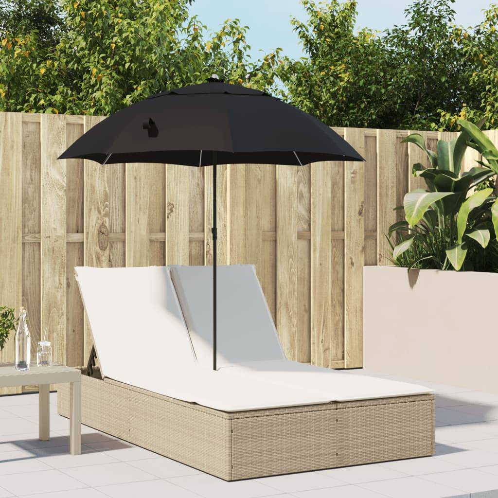 Vidaxl - Chaise longue double avec coussins et parasol beige poly rotin vidaXL 368085 - Image 1