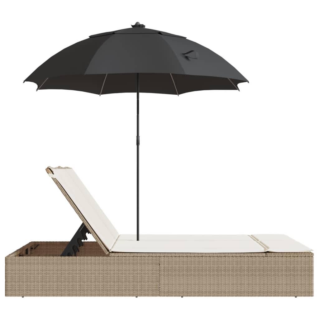 Vidaxl - Chaise longue double avec coussins et parasol beige poly rotin vidaXL 368085 - Image 6