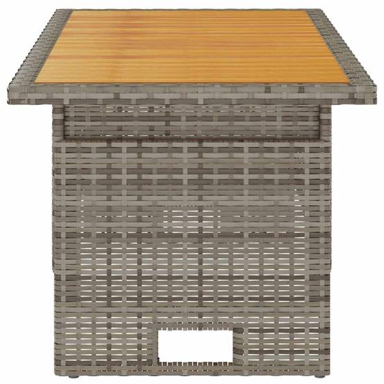 Table de jardin gris bois d'acacia et résine tressée 100 x 50 x 43/63 cm - PANGIVO - Image 4