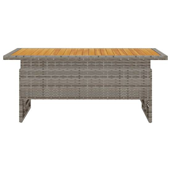 Table de jardin gris bois d'acacia et résine tressée 100 x 50 x 43/63 cm - PANGIVO - Image 3