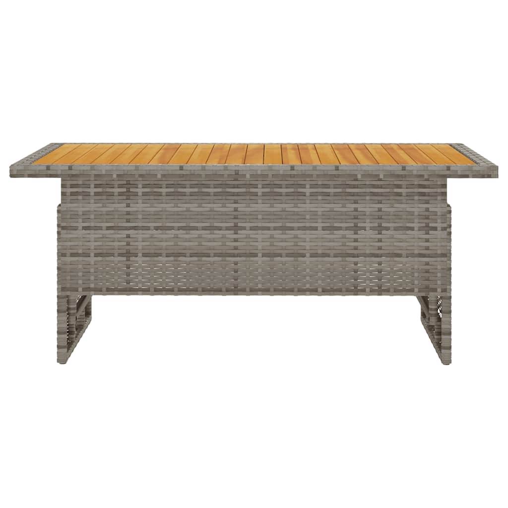Table de jardin gris bois d'acacia et résine tressée 100 x 50 x 43/63 cm - PANGIVO - Image 3