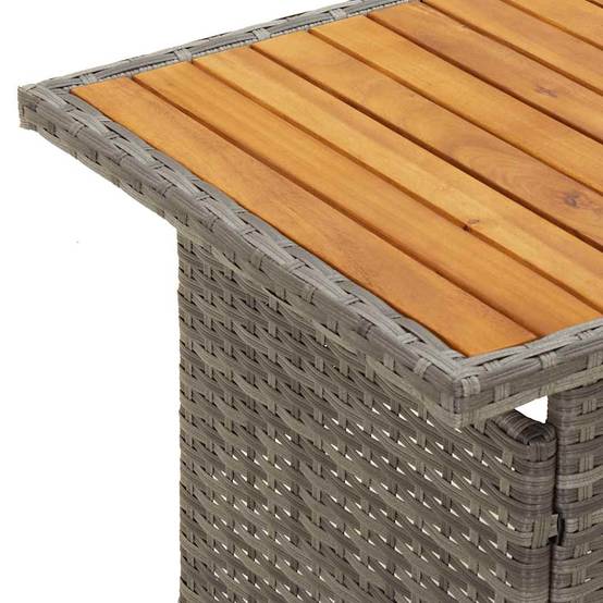 Table de jardin gris bois d'acacia et résine tressée 100 x 50 x 43/63 cm - PANGIVO - Image 6