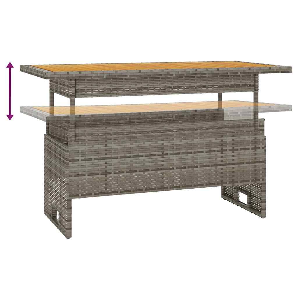 Table de jardin gris bois d'acacia et résine tressée 100 x 50 x 43/63 cm - PANGIVO - Image 5