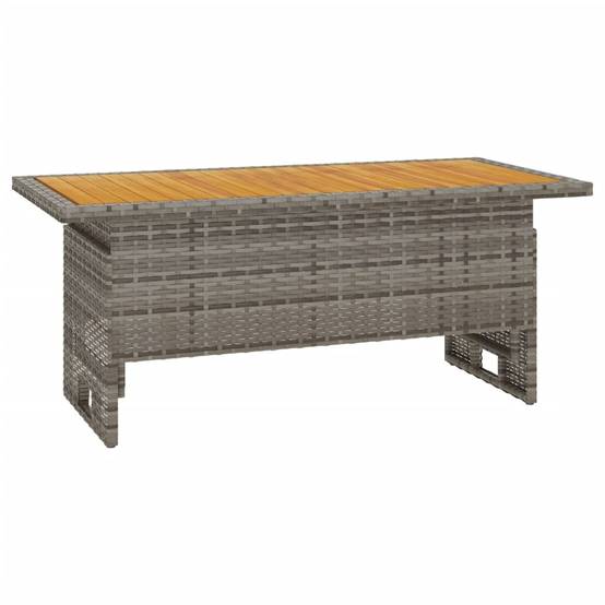 Table de jardin gris bois d'acacia et résine tressée 100 x 50 x 43/63 cm - PANGIVO - Image 2