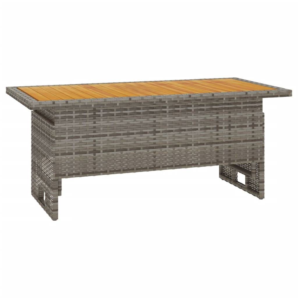 Table de jardin gris bois d'acacia et résine tressée 100 x 50 x 43/63 cm - PANGIVO - Image 2