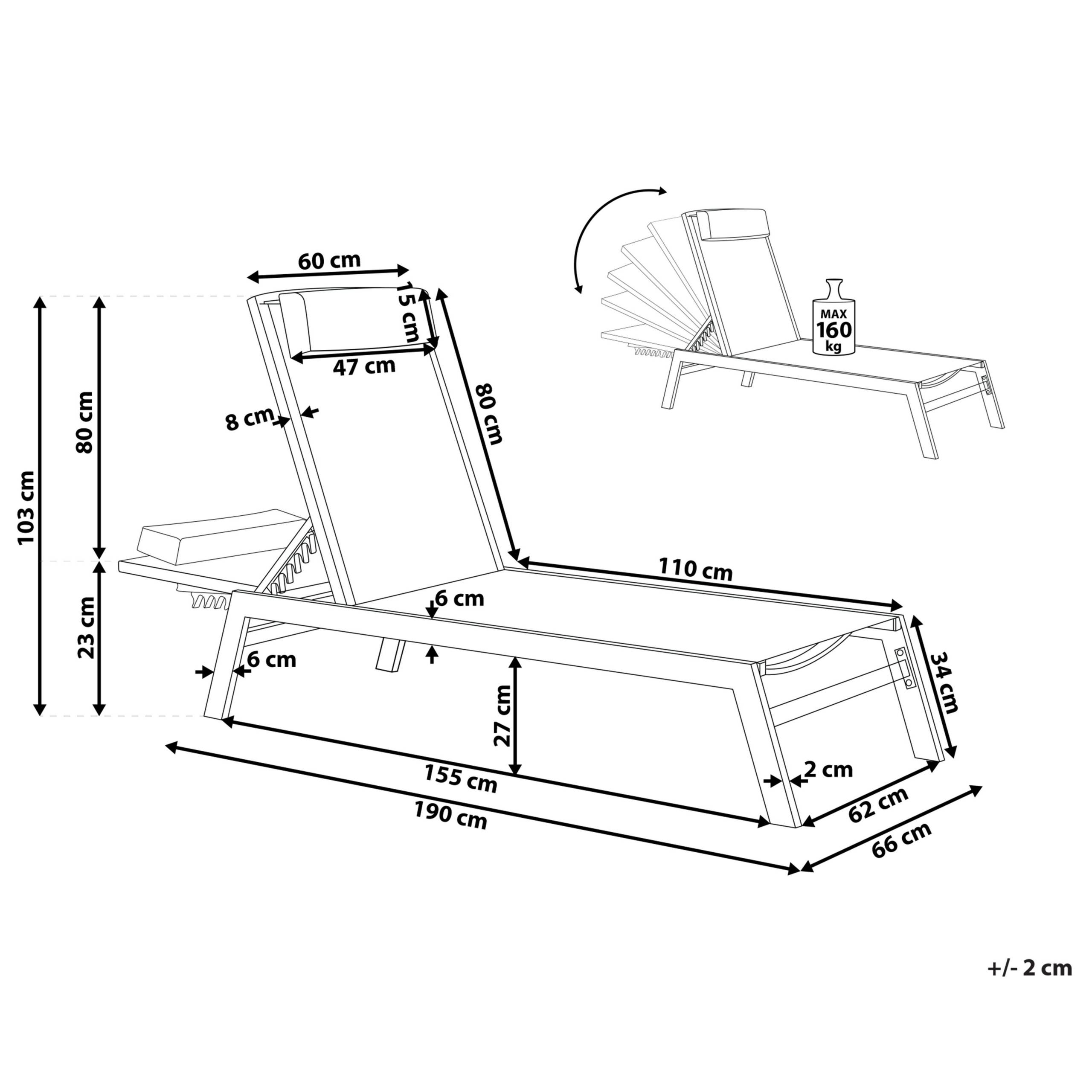 Beliani - Chaise longue Aluminium Beige CATANIA - Beliani - Imagen 3