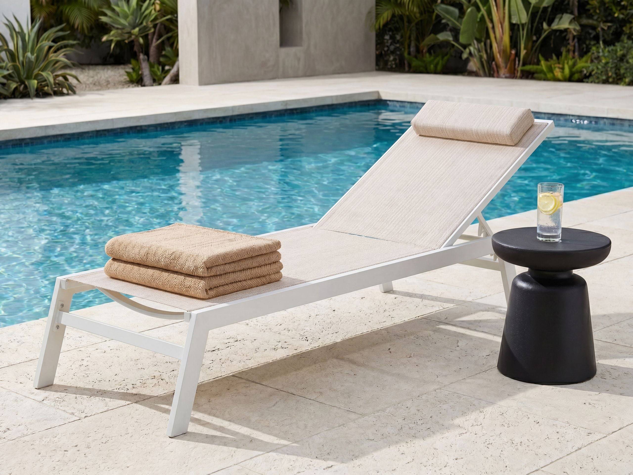 Beliani - Chaise longue Aluminium Beige CATANIA - Beliani - Imagen 1