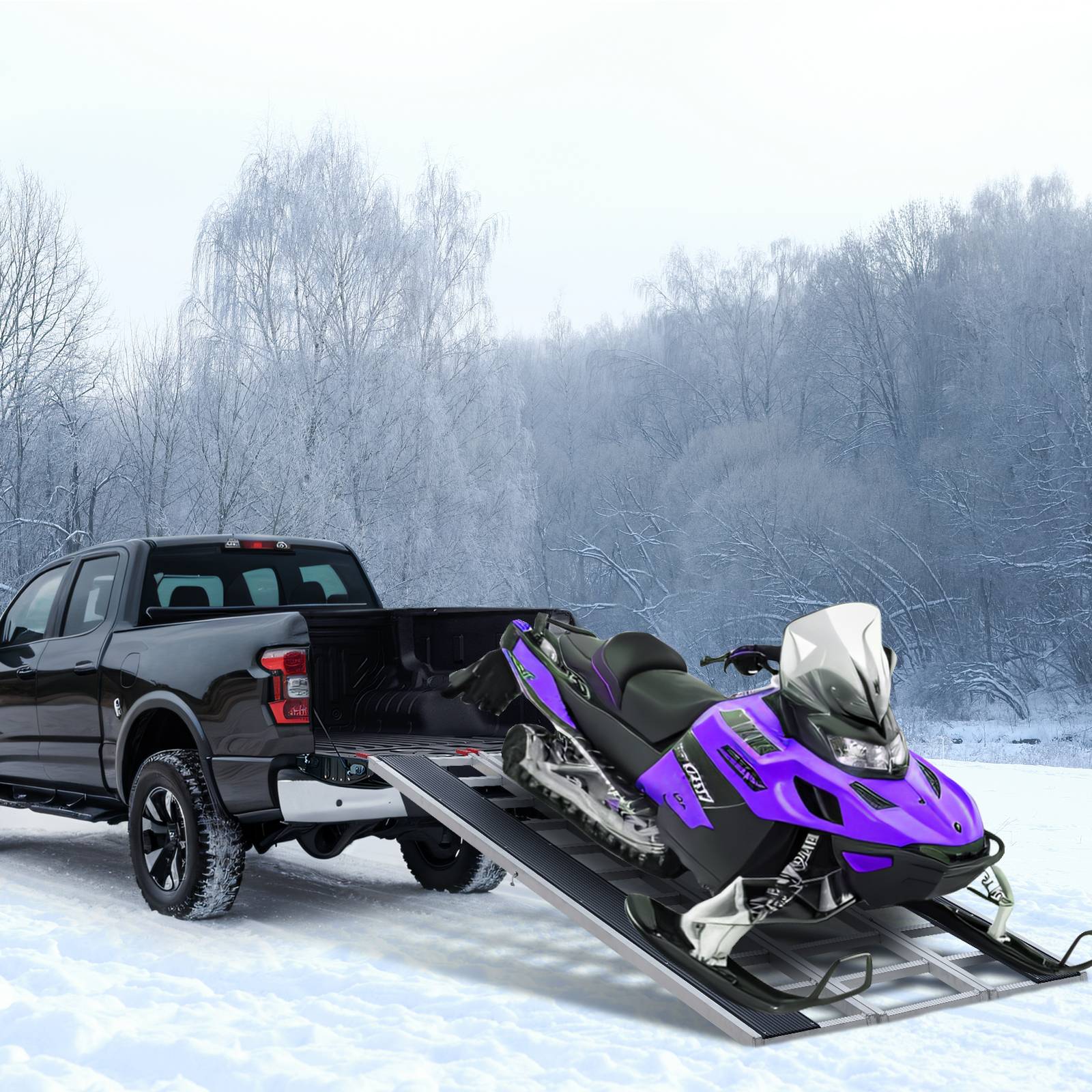 VEVOR Rampes pliables aluminium extra larges 85"x54", capacité 1500 lb, 3 pièces pour moto, VTT, tracteur, tondeuse. - Image 8