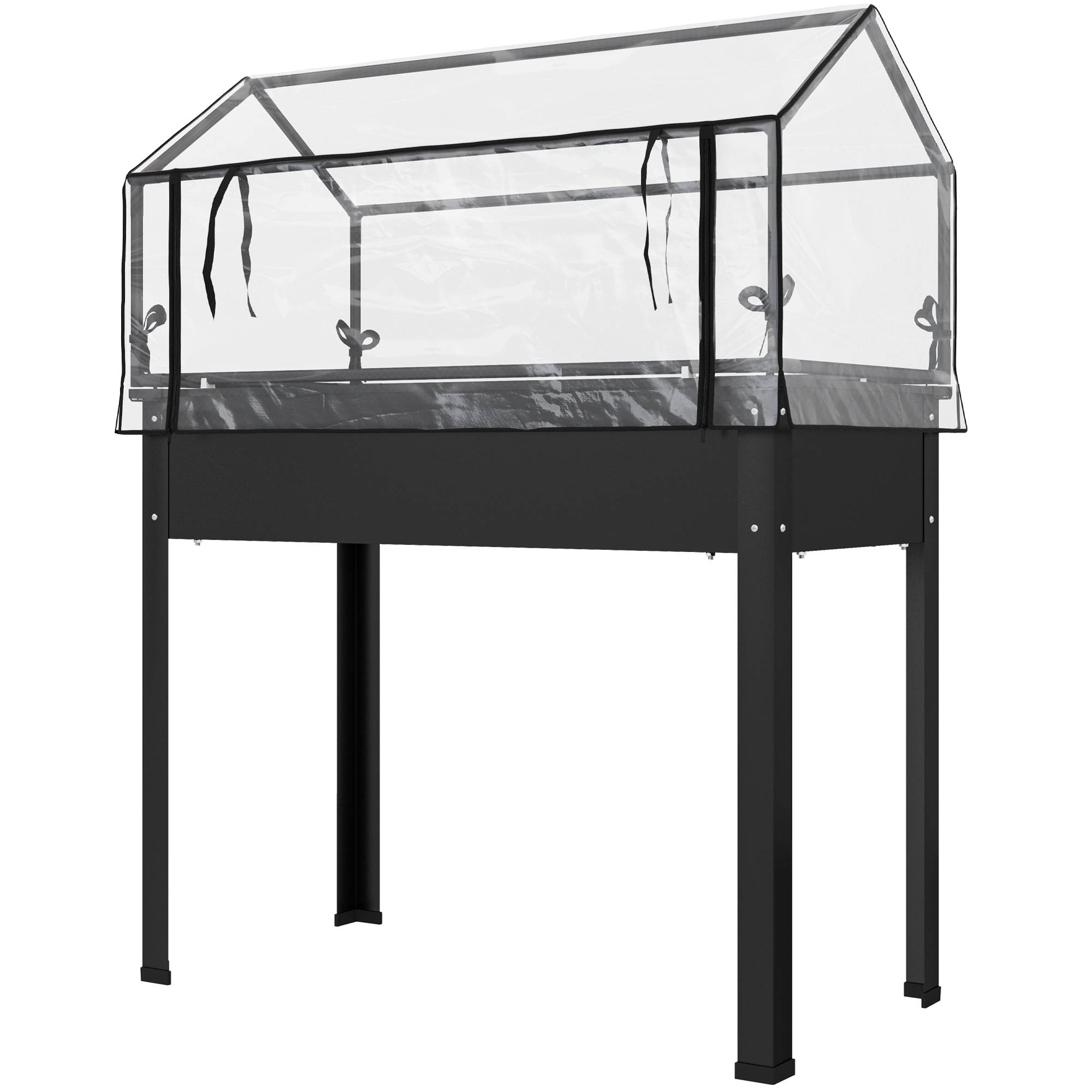PANGIVO - Potager sur pied avec serre métal noir 100 x 48 x 124 cm - PANGIVO - Image 2