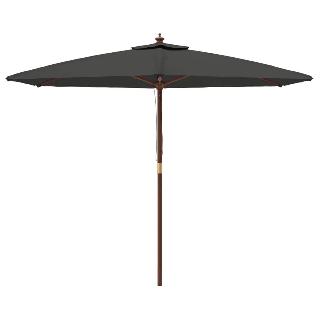 Helloshop26 - Parasol de jardin avec mât en bois 299 x 240 cm anthracite - Imagen 2