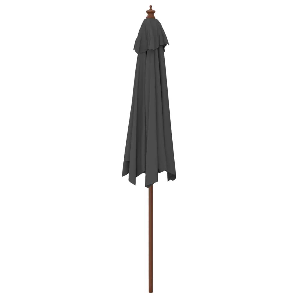 Helloshop26 - Parasol de jardin avec mât en bois 299 x 240 cm anthracite - Imagen 4