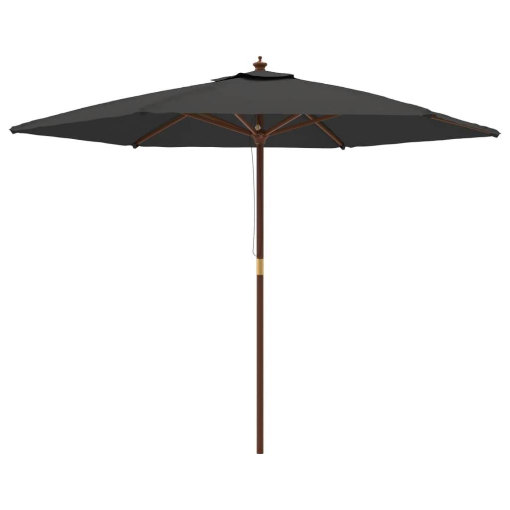 Helloshop26 - Parasol de jardin avec mât en bois 299 x 240 cm anthracite - Imagen 1