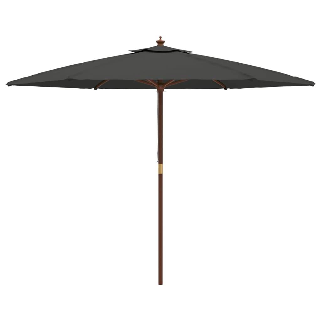 Helloshop26 - Parasol de jardin avec mât en bois 299 x 240 cm anthracite - Imagen 3