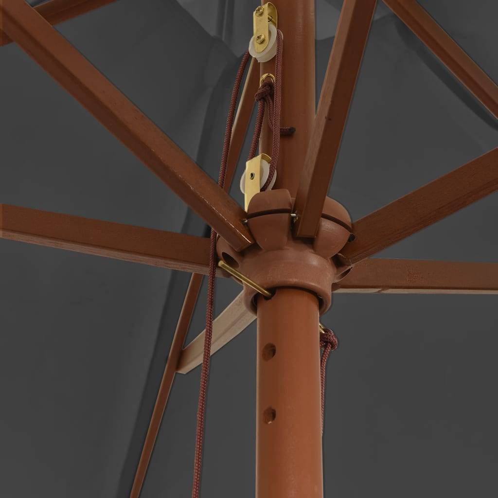 Helloshop26 - Parasol de jardin avec mât en bois 299 x 240 cm anthracite - Imagen 5
