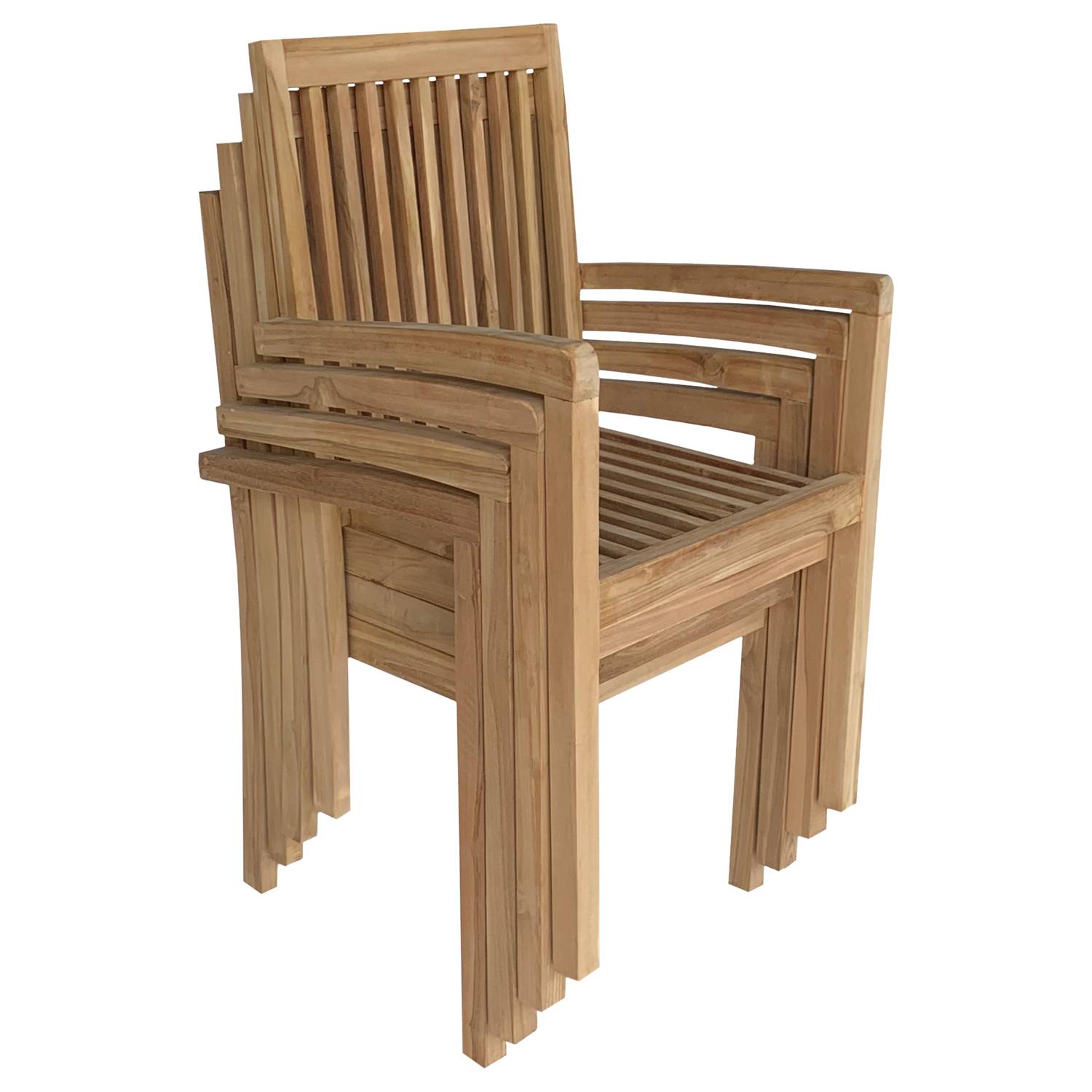 Happy Garden - Lot de 4 chaises de jardin JAVA empilables en teck massif - HAPPY GARDEN - Imagen 3
