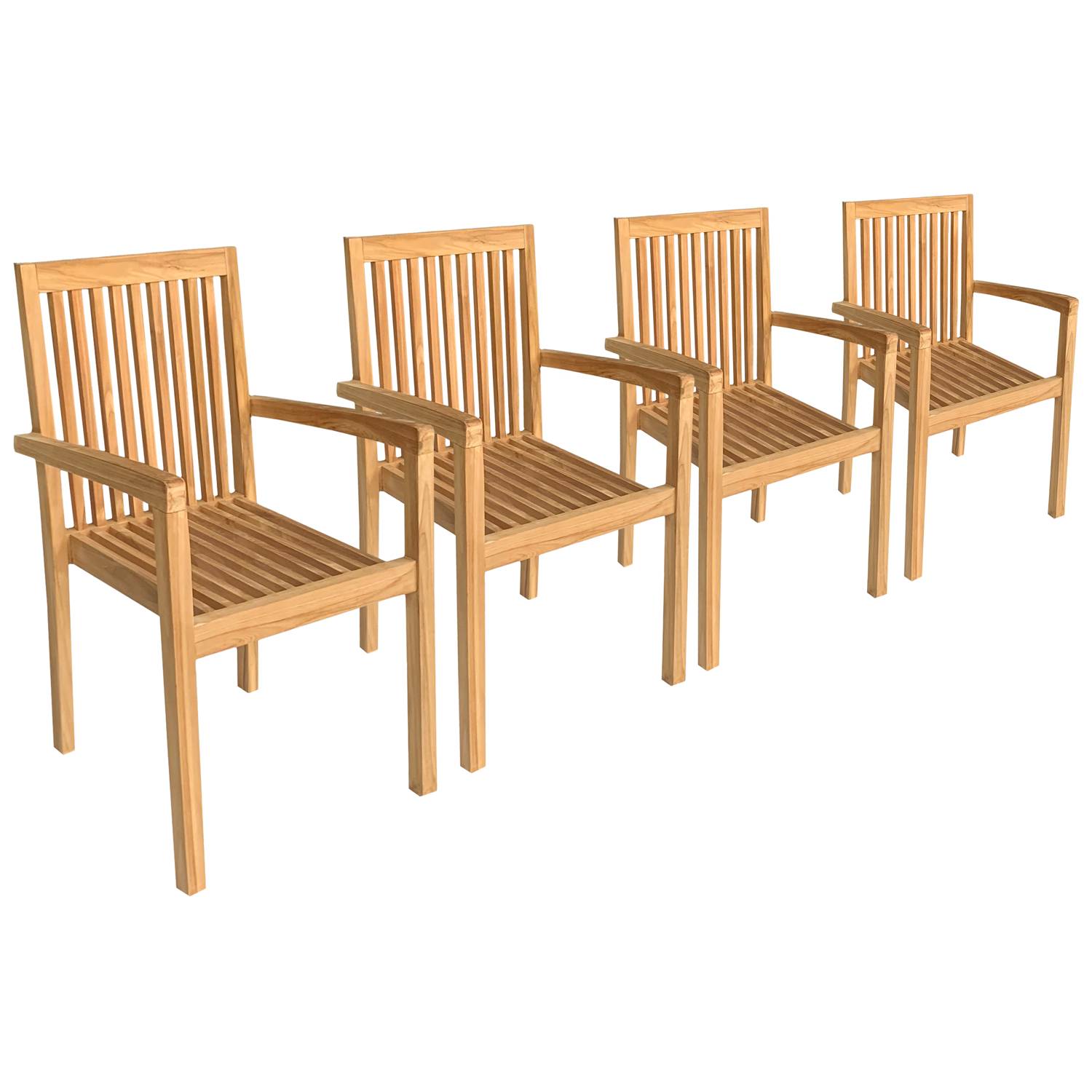 Happy Garden - Lot de 4 chaises de jardin JAVA empilables en teck massif - HAPPY GARDEN - Imagen 1