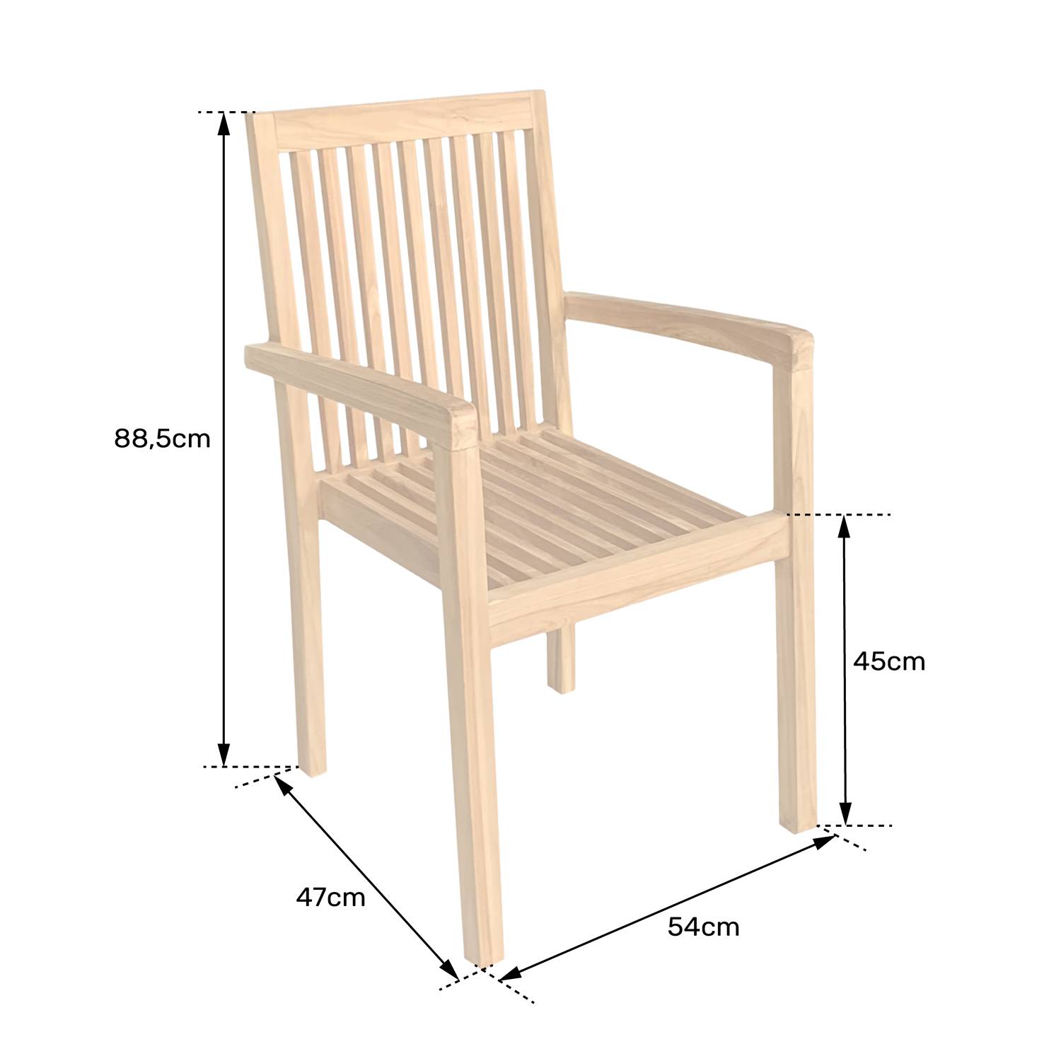 Happy Garden - Lot de 4 chaises de jardin JAVA empilables en teck massif - HAPPY GARDEN - Imagen 4