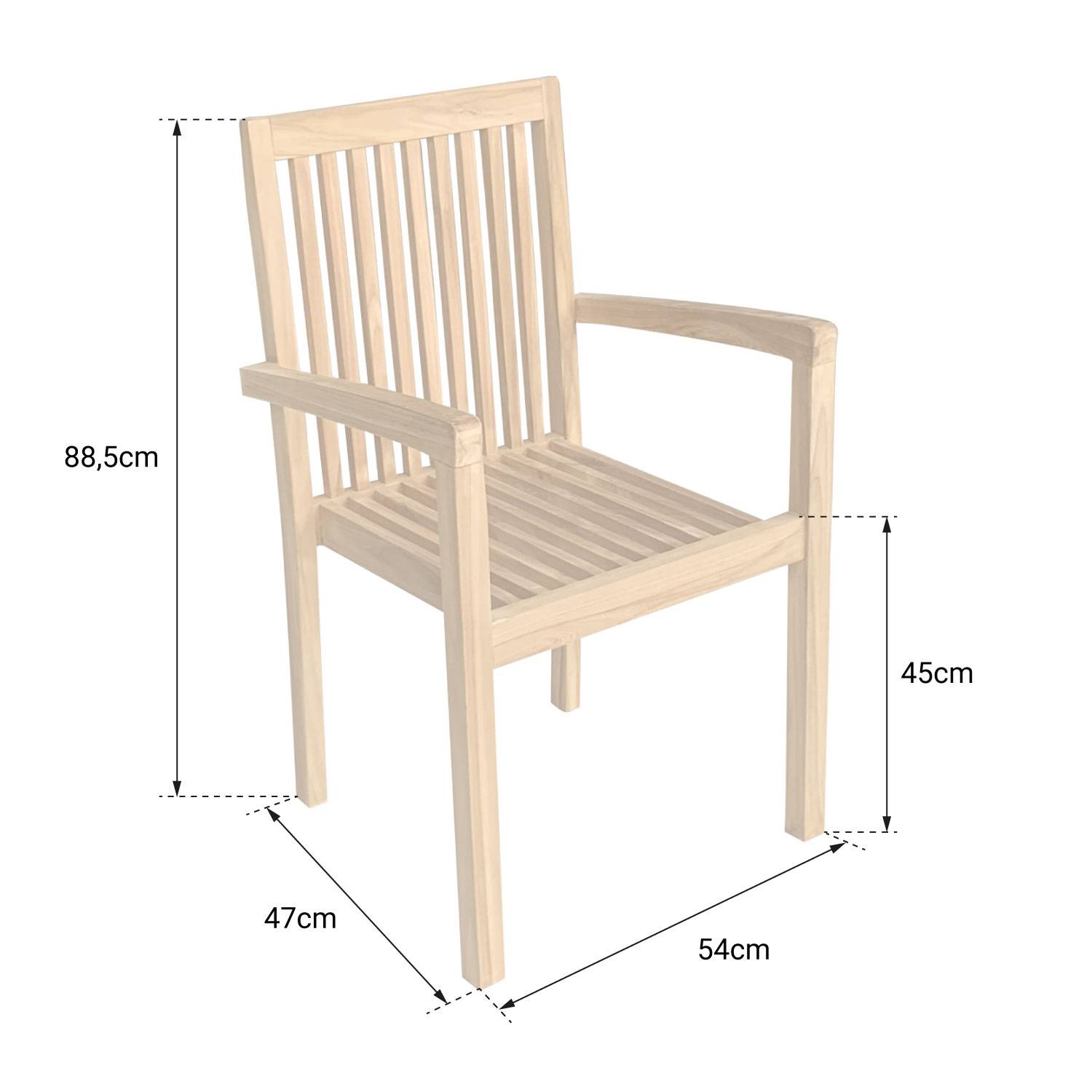 Happy Garden - Lot de 4 chaises de jardin JAVA empilables en teck massif - HAPPY GARDEN - Imagen 6