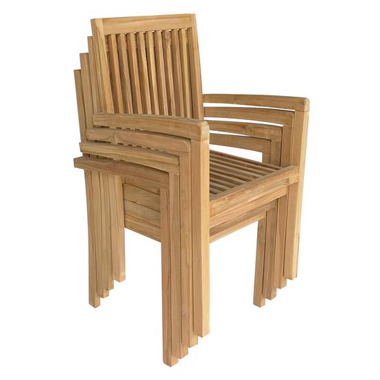 Happy Garden - Lot de 4 chaises de jardin JAVA empilables en teck massif - HAPPY GARDEN - Imagen 5