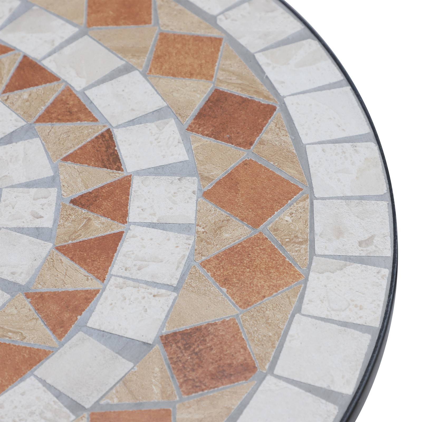 Table d'appoint jardin métal céramique extérieur plateau mosaïque 60x71cm noir - ComfortXL Outdoor Living - Image 9