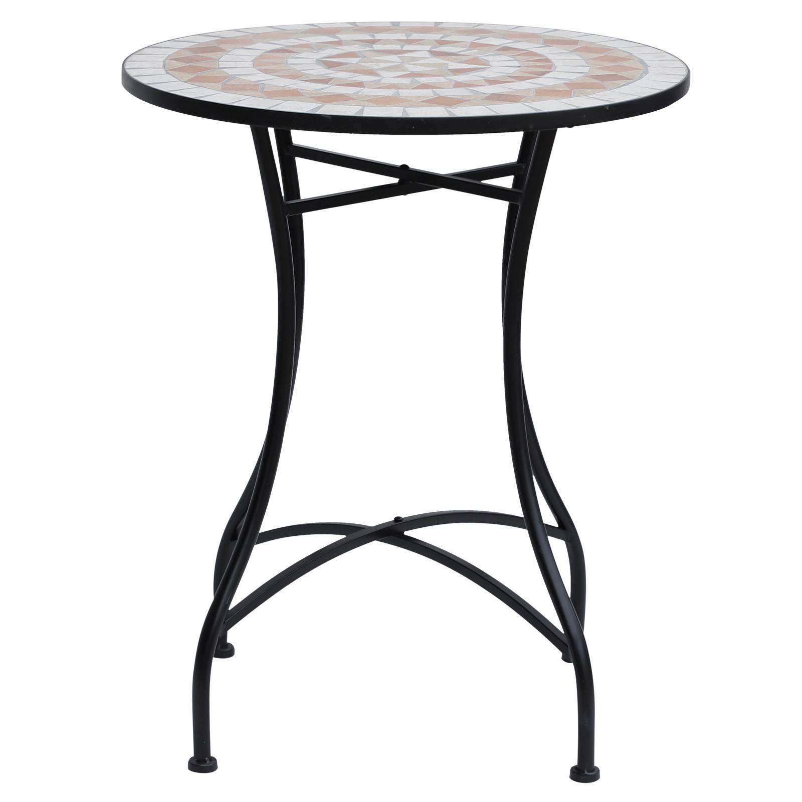 Table d'appoint jardin métal céramique extérieur plateau mosaïque 60x71cm noir - ComfortXL Outdoor Living - Image 2