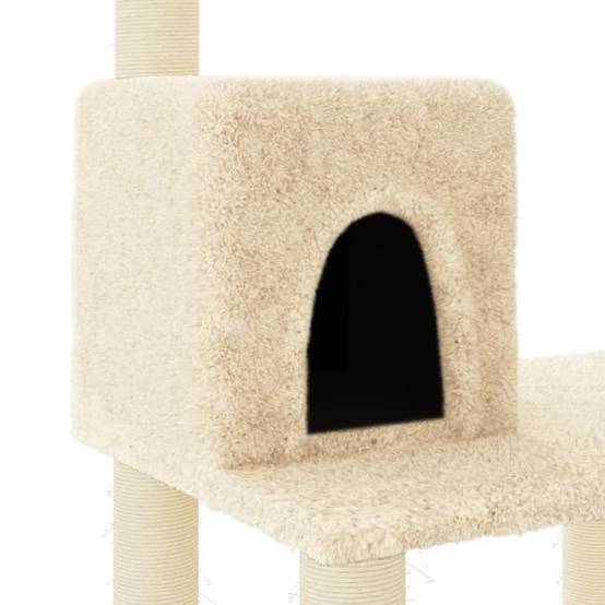 Arbre à chat bois et sisal crème 66 x 41 x 118.5 cm - PANGIVO - Image 6