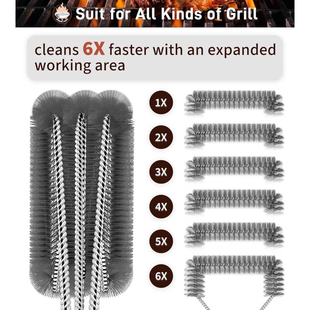 Brosse triangle nettoyage grille barbecue 45,7cm - Poignée anti-chaleur-Living123 - Image 4