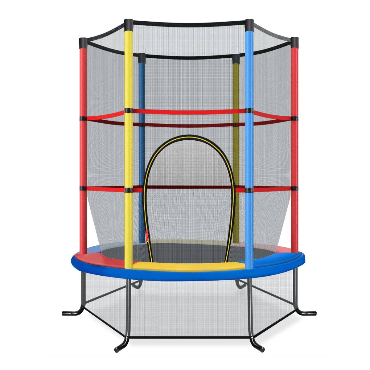 Trampoline de Jardin pour Enfants Ø165CM avec Filet de Protection Appuis de Ressorts et Structure en Acier Coloré F408R - Image 1