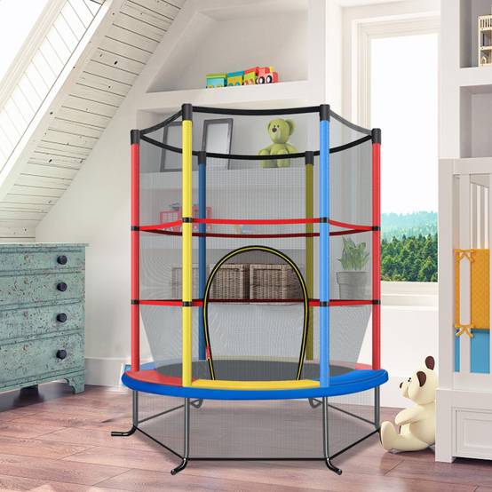 Trampoline de Jardin pour Enfants Ø165CM avec Filet de Protection Appuis de Ressorts et Structure en Acier Coloré F408R - Image 2